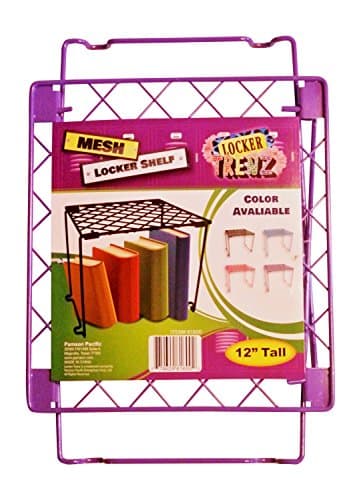 Locker Shelf (Choice of 4 Colors) Stackable Shelves for School, Gym, Work Organization (Purple)