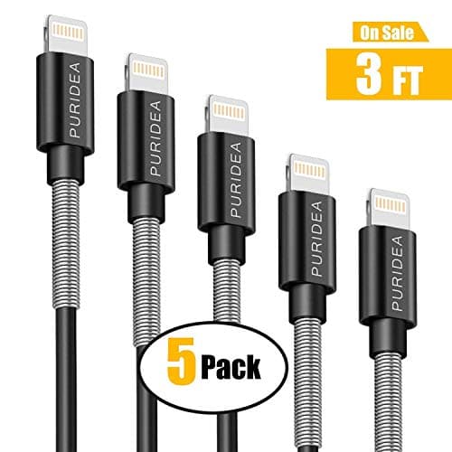 Carlcoo 5 Pack 1m Charging Cable Cord for Certified Charger Cable/Data Sync USB Fast Charging Cable Cord Compatible with iPhone X Case/XS Max/XR/8/8 Plus/7/7 Plus/6/6s Plus/5s/5, iPad Mini/Air Case