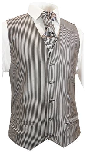 Paul Malone Wedding Vest Set Silver Black S