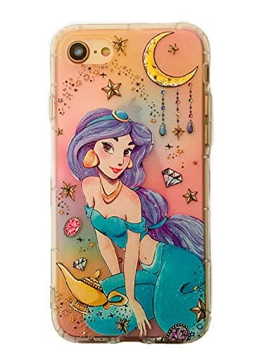 Phone Kandy® Embossed Anti Bump Shockproof Drop proof Clear Transparent Cute Cartoon TPU Silicone Case & Screen Guard (EMB03) PRIME (iPhone 5 5s SE, Princess Jasmine)