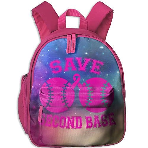 Save Second Base Breast Cancer Classic School Backpack Bookbag Schoolbag For Kids