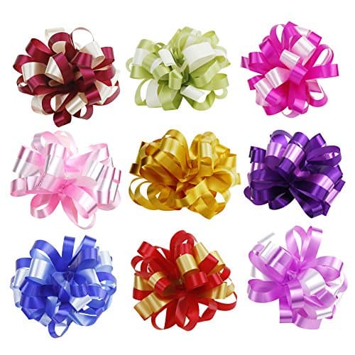 Zicome 9-Pieces Large Gift Wrap Ribbon Pull Bows for Christmas Gifts, Baskets, Wine Bottles Decoration, Gift Wrapping and Decoration Present