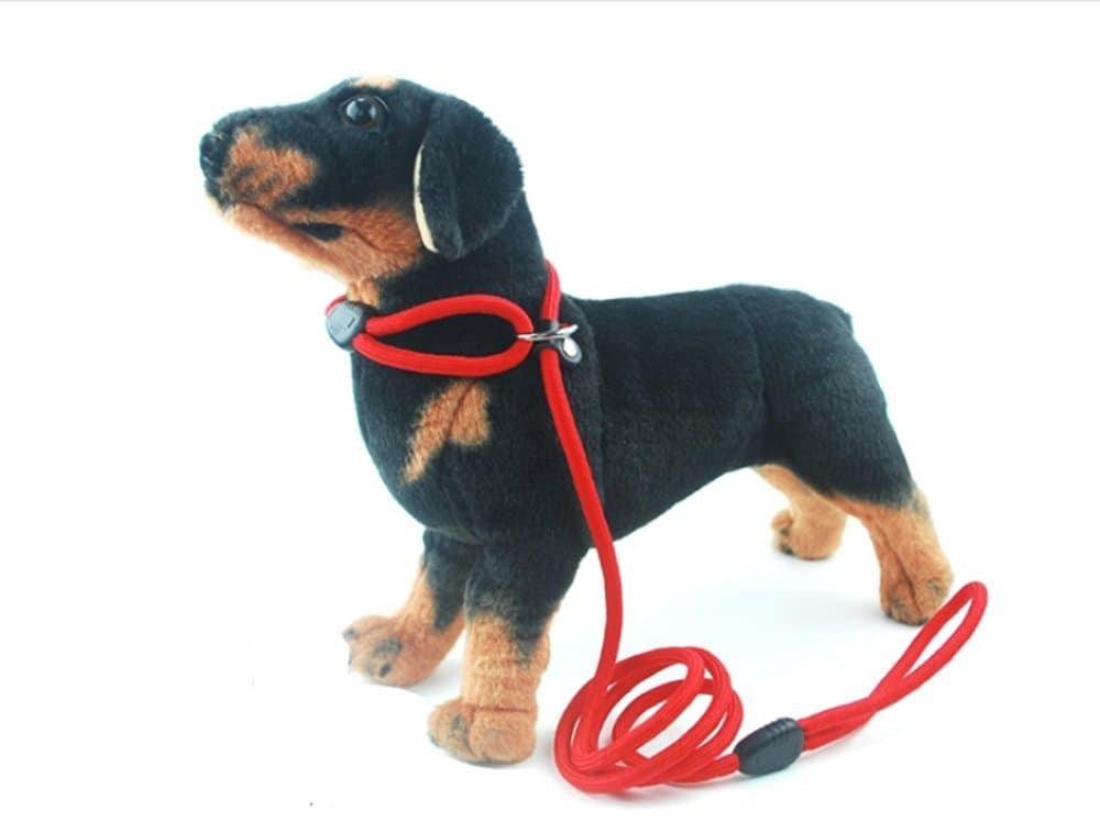 Strimm Adjustable Pet Dog Puppy Rope Slip Loop Leash Lead and Collar for Small Dogs- Red 8mm