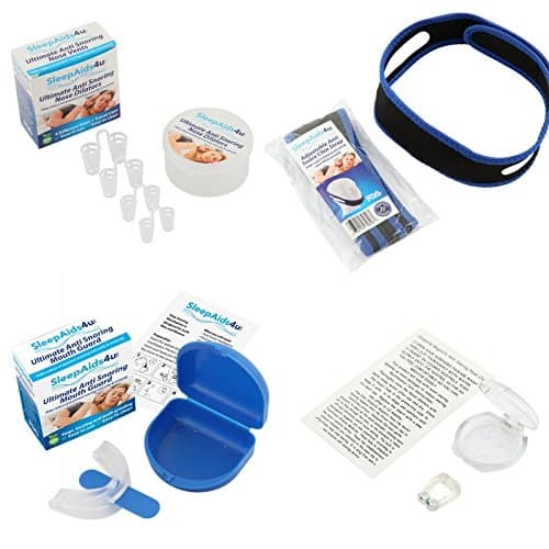 THE ULTIMATE STOP SNORING KIT 4 X TOP SELLING PRODUCTS... ANTI SNORE MOUTHPIECE,CHIN STRAP,NOSE DILATORS,MAGNETIC THERAPY NOSE CLIP.. NHS ULTIMATE SNORE RELIEF PACK..