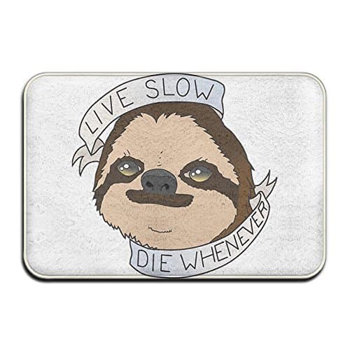 LINGLIII Live Slow Die Whenever Sloth Funny Welcome Mat