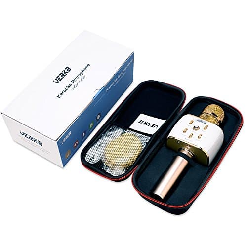 VERKB Karaoke Microphone, 2000mAh Light Gold Bluetooth Karaoke Machine KTV for Home Party or Gift