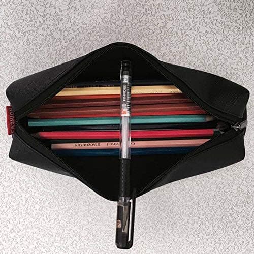 Kpop BTS Bangtan Boys Leather Pen Pencil Bag Case Makeup Bag School Stationery Cosmetic Pouch Bag Case (Black)