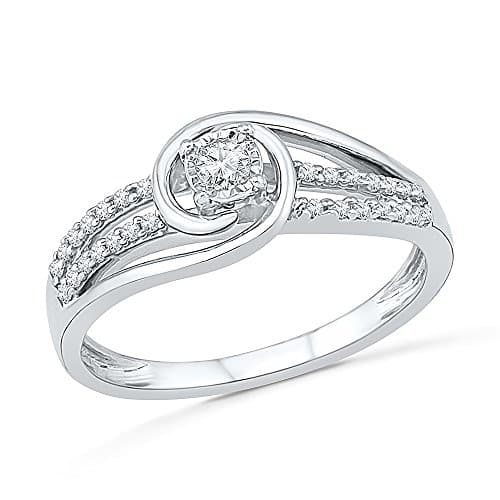 Classy Promise Ring For Her with 10K White Gold And Dazzling Diamonds (0.17 CTTW)