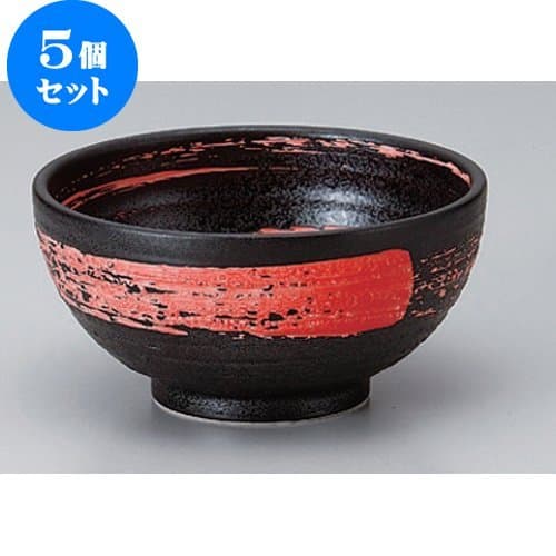 Five set series bowl Shuarashi black granite grained 5.0 Marudonburi [15.5 x 7.7cm] for Japanese instruments Liquor restaurant inn business