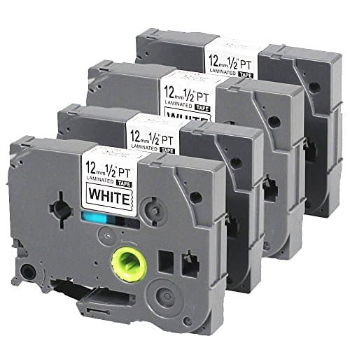 Royplus 4 Pack Compatible Brother P-touch TZe231 TZ231 Laminated Label Tape, Black on White, 12mm x 8m (0.47 Inch X 26.2 ft)