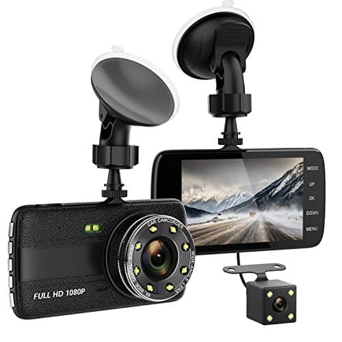 Dash Cam, Merdumia 4.0" Dash Camera for Cars with Full HD 1080P Front + VGA Rear , 170 Degree Super Wide Angle Cameras, 4.0" IPS Display, G-Sensor, Night Vision, WDR, Loop Recording