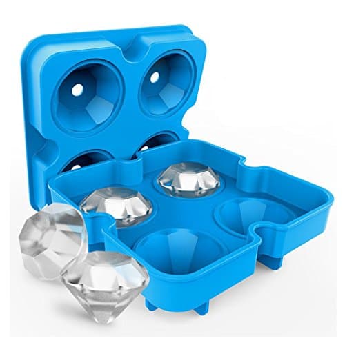 Diamond-Shaped Silicone BPA-Free Ice Cube Trays With Lids Flexible Food Grade Multifunctional Storage Containers for Ice, Whiskey, Chocolate And Ice Cream 2Pcs (Blue)