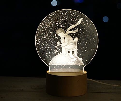Osraed The Small Universe 3D Moon Lamp Led Lamp Saturn Moon Lights The Little Prince Nightlight Christmas Music Box,The Little Prince (Remote Control Switch)