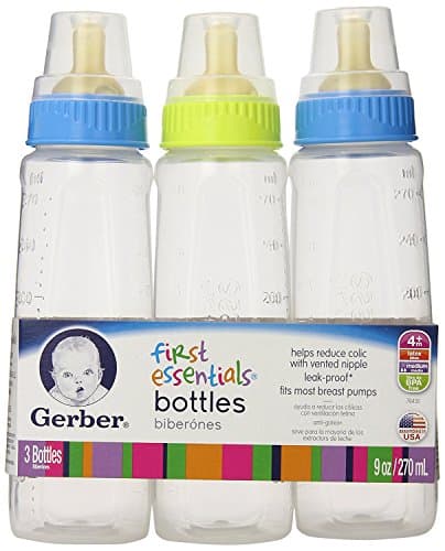 Gerber Clear View Plastic Nursers 9-Ounce Clear View 3 Each With Latex Nipple (top colors may vary)