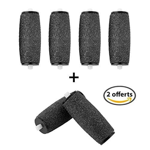 Silley 4 + 2 free Scholl Velvet Smooth Diamond Compatible Refill Replacement Rollers - Extra Rough Pedicure Rollers by Silley