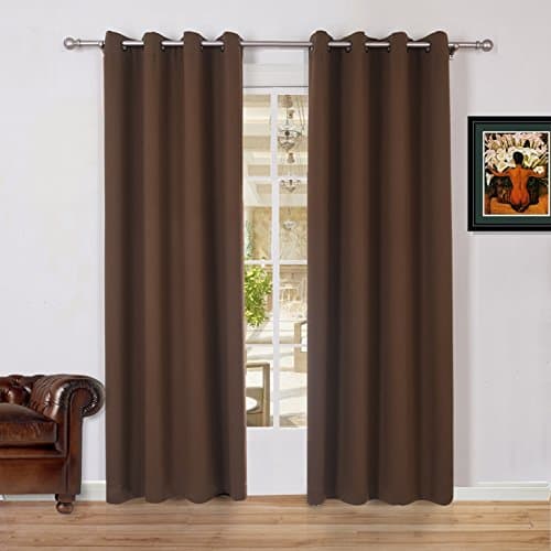 Lullabi Solid Thermal Blackout Window Curtain Drapery, Grommet, 84-inch Length by 54-inch Width, Coffee Brown, (Set of 2 Panels)