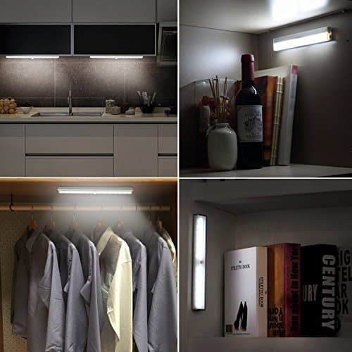 LumiUP 1 Pack 10 LED Motion Sensor Energy Saving Portable Wireless Wall Closet Cabinet Night Light Stairs Light Wardrobe Light Stick-on Anywhere Battery Operated Warmwhite Rosegold