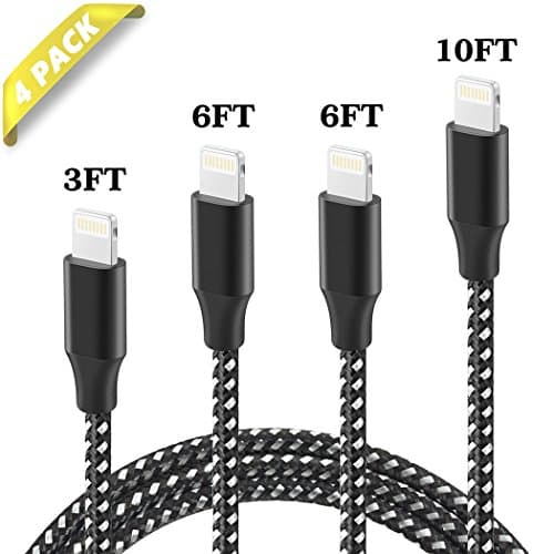HokoAcc Lightning Cable iPhone Charger 4Pack 3FT 6FT 6FT 10FT Nylon Braided 8 Pin Lightning to USB Charger for iPhone X iPhone 8 8 Plus 7 7 Plus 6s 6s Plus 6 6 Plus iPad iPod Nano