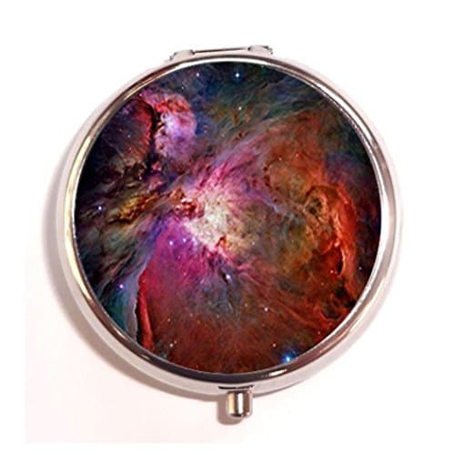 Deep Space Nebula Fashion Custom Round Silver Pill Box Pocket 2.1 inches Medicine Tablet Holder Organizer Case for Purse