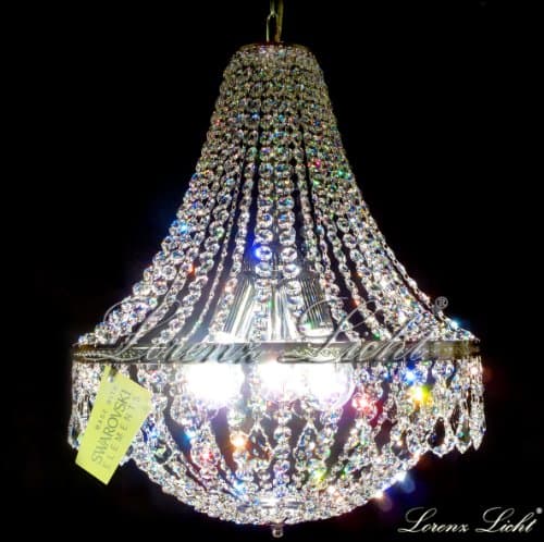 CRYSTAL LIGHTING CHANDELIER "ISABELLA" MADE WITH SWAROVSKI ELEMENTS CRYSTALS! COLOUR GOLD OR SILVER
