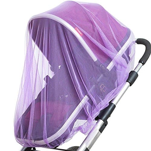 Baby Stroller Mosquito Bug Net Insect Netting Cover 59" Large Size for Pram, Buggy, Infant Carriers, Car Seats, Cradles, Cribs, Bassinets, Playpens, Baby Stroller Bed Full Mesh Cover (Purple)