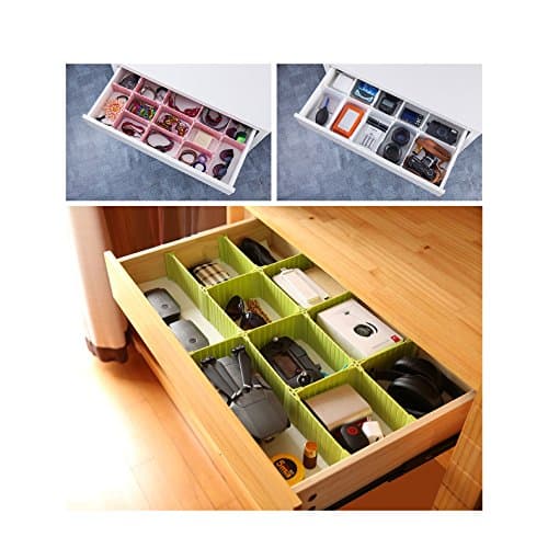 Usforest UPGRADE VISION Seamless Adjustable Size DIY Drawer Divider Fixable Closet Grid Tidy Container Home Office Hospital Industry Storage (pink)