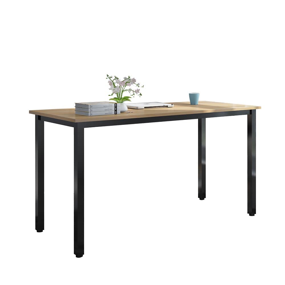 SogesHome Computer Desk 138 x 55 x 75 cm Large table PC Desk Office Desk Workstation for Home Office Use Writing Table,Dinner Table Conference table,Teak&Black,AC3BB-140-SH