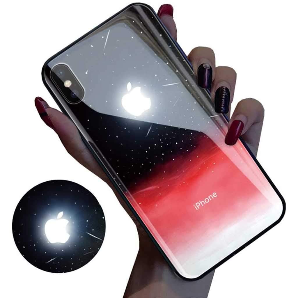 Ppwlt Glowing Case for iPhone 11/ iPhone 11 pro Cases Led Logo Light iPhone Case Light Up Logo Case Illuminate Cover Tempered Glass Back Cover Protective Case,A,iPhone 7/8