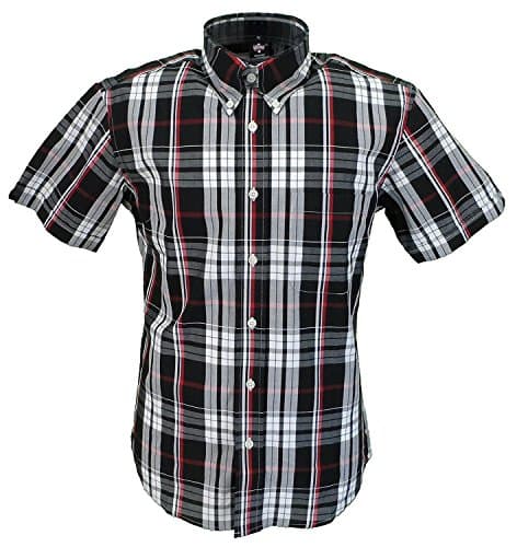 Warrior UK Men´s Short Sleeve Retro Button-Down Shirt Moore Skin Mod Punk (Medium (M) Slim-Fit)