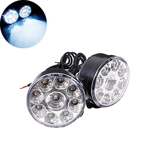 HEHEMM 2Pcs White 12V 4.5W 9 LED DRL Round Daytime Running Light
