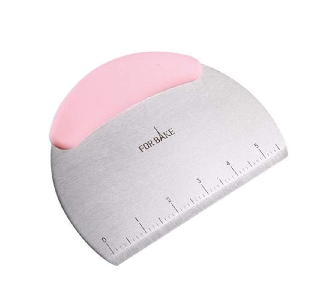 Stainless Steel Noodle Knife Batter Cream Scraper Panel Scraper Dough Divider Baking Tool, Pink (Color : Pink, Size : 16.211.7cm)