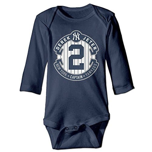 ElishaJ Derek #2 Player Jeter Babys Unisex Long Sleeve Bodysuit Onesie Navy