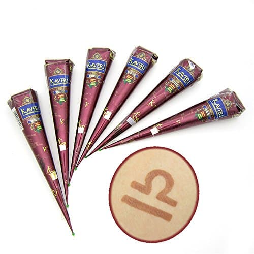 India Painting Tattoo Paste Cone,6 Tube Brown Paste Cone Indian Body Art Painting Drawing with free Stencil