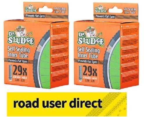 2 x 29" Dr Sludge Mountain Bikes Inner Tubes - Instant Puncture Seal 29 x 2.10 - 2.35 Schrader / Car Valves