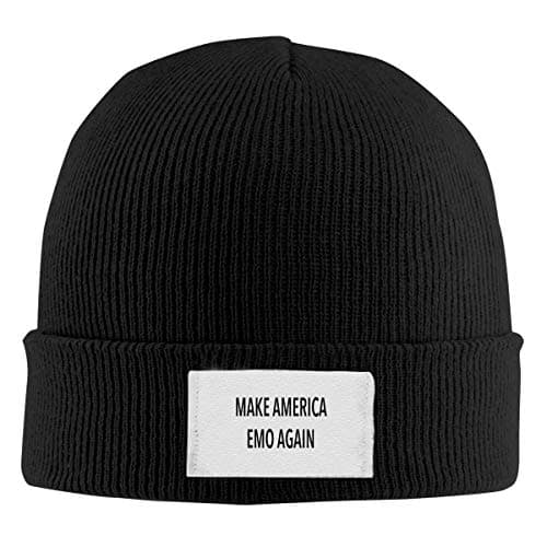 Make America Emo Again Winter Warm Knit Hats Skull Caps Stretchy Cuff Beanie Hat Black