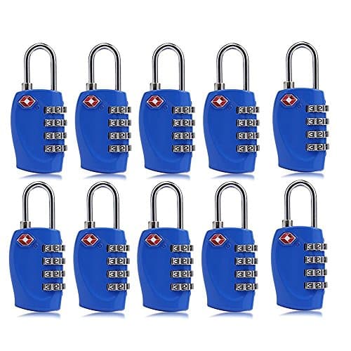 Newtion Tsa Lock Luggage Locks for Travel 4 Digit Combination TSA Approved Lock 10 Pack (blue)