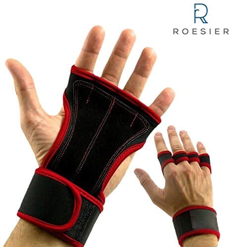 2 in 1 Wrist Wraps Palm Protector Glove for Crossfit, Crosstraining, and Weightlifting- (1Pair Red) (Medium)