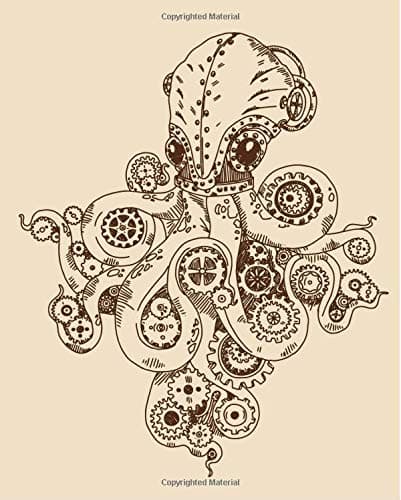 Squid Octopus Steampunk Notebook: Daily Journal | Wide Ruled | 150 pages | 7.5 x 9.25 inches | Creative Artist Gifts | Entrepreneur Notebook