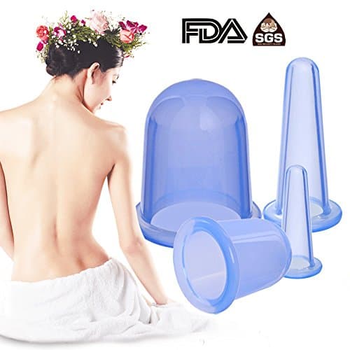 Anti Vacuum Cellulite Cup Silicone Cup Set Cupping Therapy for Cellulite Body Massage Suction Cups Therapy LEVENUSTAR (4 pack Cupping Therapy Set)