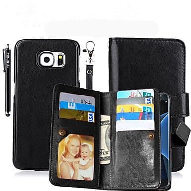 2 in 1 Removable Magnetic 9 Card Sot Leather PU Wallet Phone Cases (Color : Black, MN-Samsung-cm-Personalized : Galaxy S5)