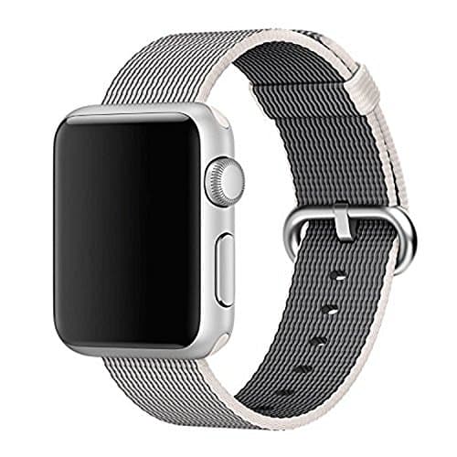Woven Nylon Fabric Wrist Strap Replacement Band with Classic Square Stainless Steel Buckle for Apple Watch iWatch Series 1 / 2,Sport &amp; Edition,38mm,42mm (Gray 42mm)