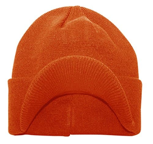 G Cuffed Knit Visor Beanie Jeep Cap (Orange)