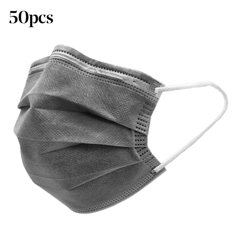 Difcuy 10 / 50Pcs Disposable 3 Layer Activated Carbon Anti-Dust and Anti-Fog Face Cover