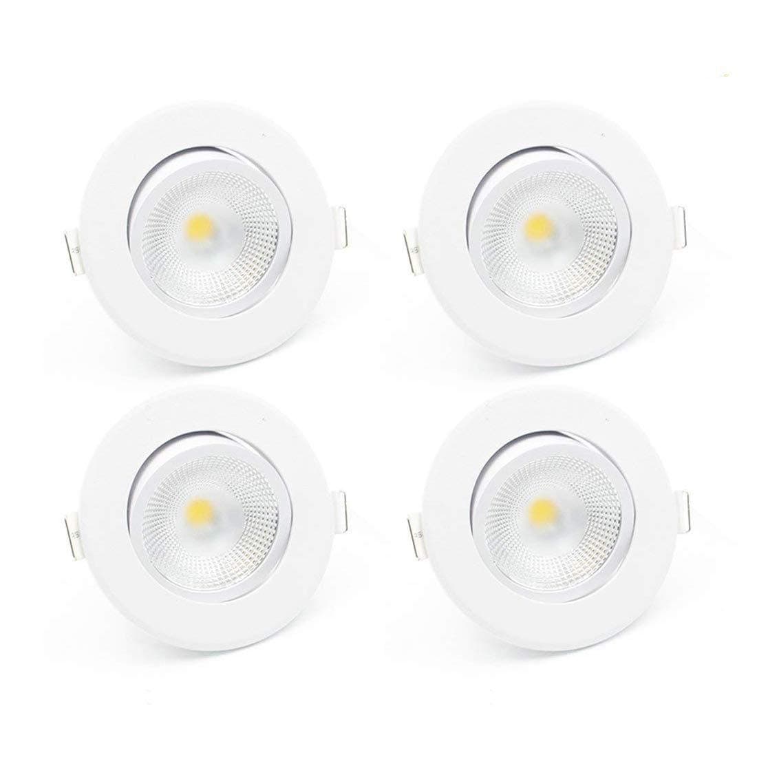 Round LED COB Downlights 2.76 inches Cut-Out Hole 110-220V 5W Warm White 3000K Spotlight Ceiling recessed Light Fixtures 4 Pack