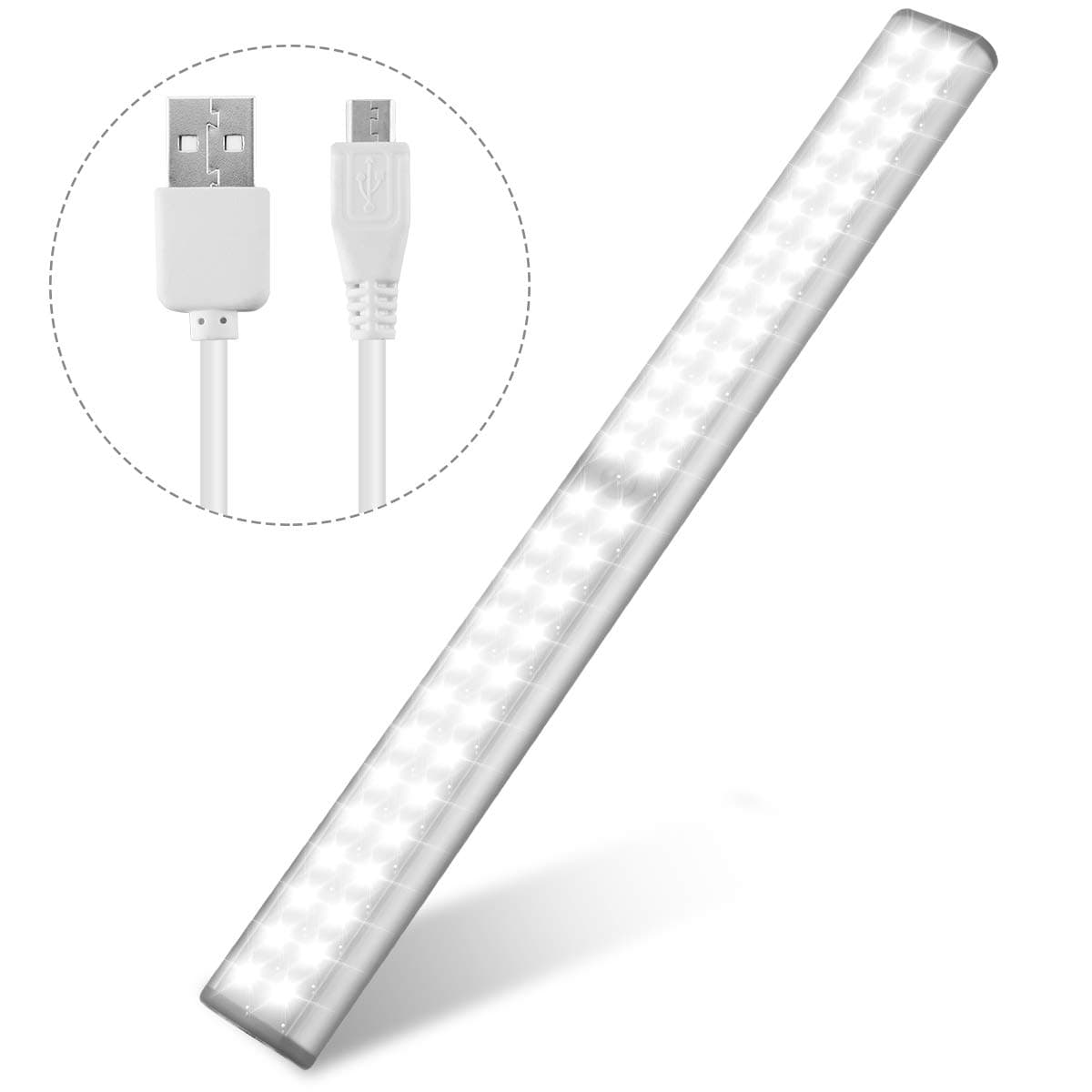 Motion Sensor Closet Light, Battery Operated Rechargeable Portable Light with Magnetic Strip 52 LEDs Super Bright Wireless Automatic Light for Closet, Wardrobe, Cabinet, Laundry