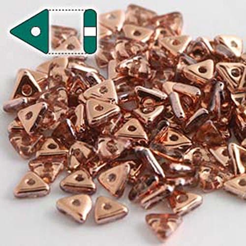 Crystal Gold Capri Czech Glass Sead Tri Beads 4.6mm Tryangle 1.3mm Thick Approx 9 Gram Tube