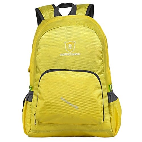 DAOFENG Ultra Lightweight Packable Backpack Handy Travel Hiking Daypack Foldable Camping Outdoor Backpack 20L (Yellow)
