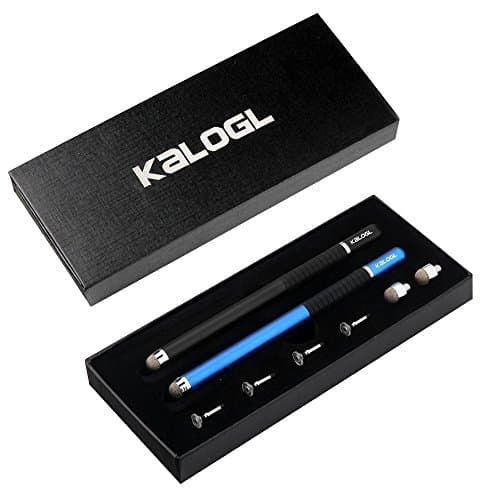 Stylus,styli {2 pack} 2 in 1 Fine Point Universal Stylus Pen with 4 Replacement Discs and 2 Micro-knit Hybrid Fiber Tips for iphone Ipad Samsung Galaxy Huawei(Black+Blue)