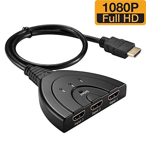 HDMI Switch, ONSEMI 3 Port HDMI Switch High Speed HDMI Switcher with Pigtail Cable Support Full HD 1080P and 3D