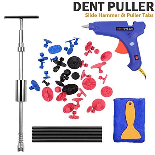 Paintless Dent Repair Tools Kit - Grip PRO Slide Hammer with 39pcs Dent Removal Pulling Tabs Glue Gun Glue Sticks Dent Puller Car Dent Repair Tools for Vehicle SUV Car Auto Body Hail Damage Removal